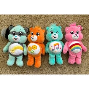 Lot of 4 Care Bears "Unlock the Magic" Plush Dolls Dated 2020 2022 10" Plush